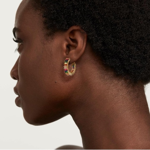 New! Mallorca Gold Multicolor Hoop Earrings (3040) NWOT - Picture 2 of 3